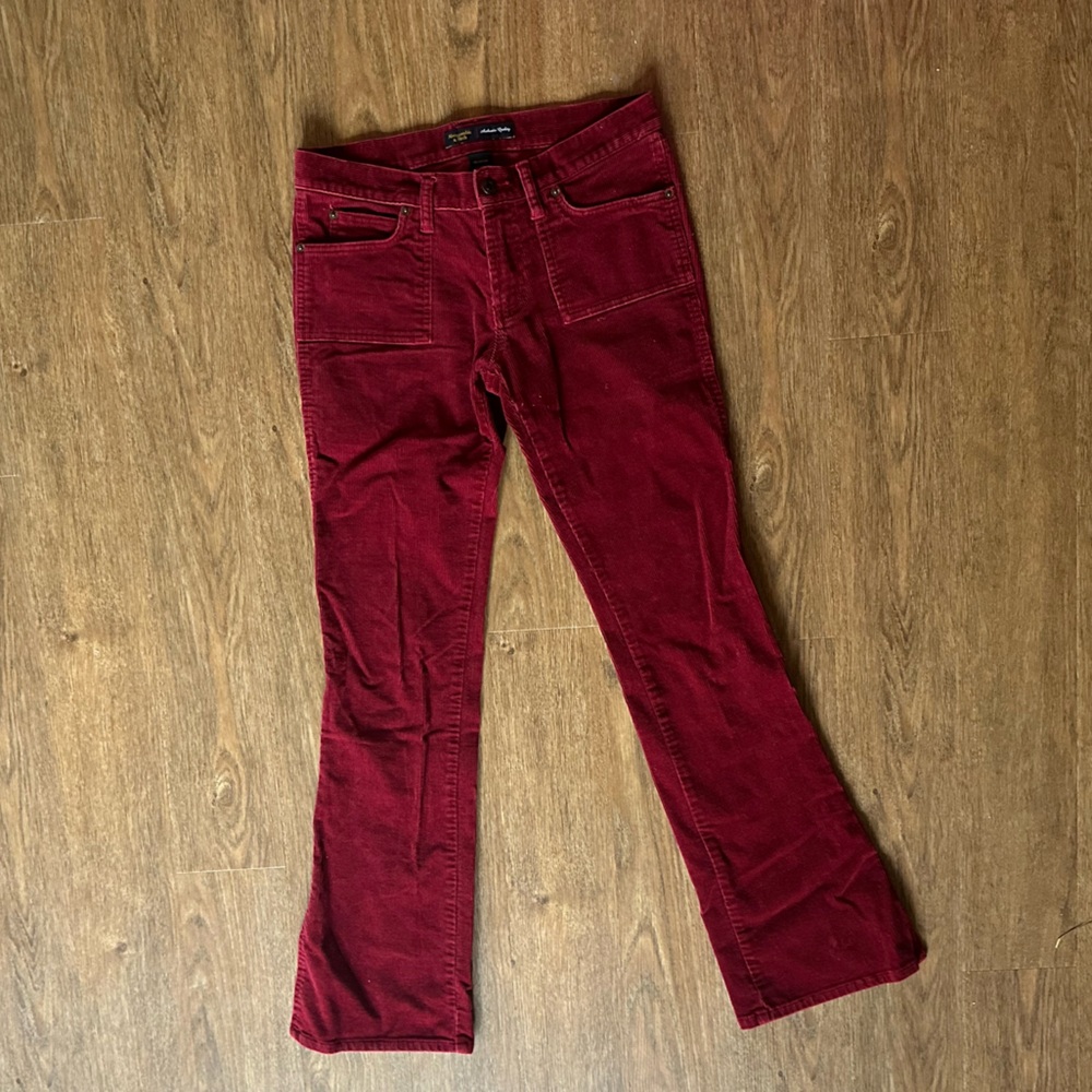 Abercrombie & Fitch Corduroy Flared Pants in Deep Burgundy